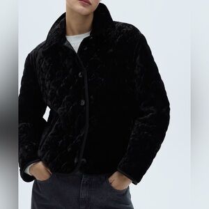 Mango velvet Black Quilted Jacket